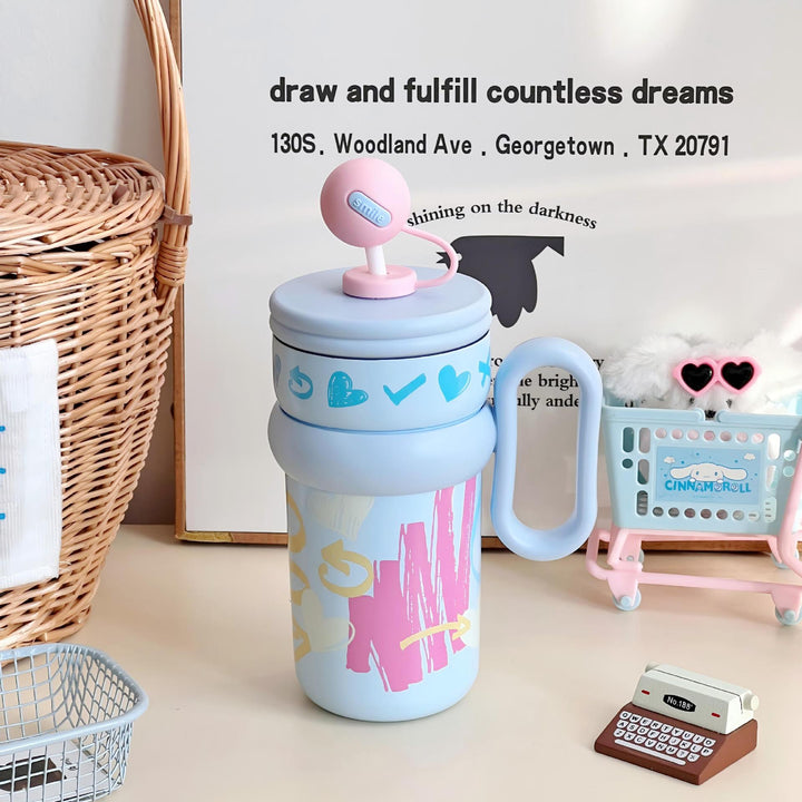 Women’s children’s drinking cup with integrated straw and playful design Kalsten