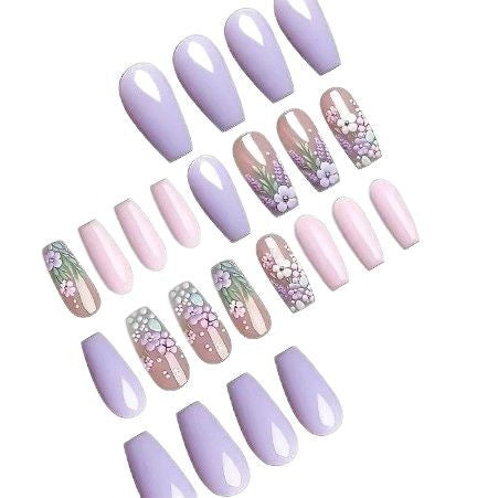 Floral Themed Acrylic Nail Art Enhancements Kalsten