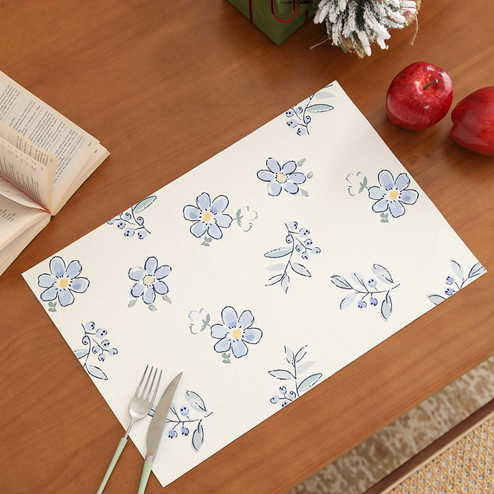 Flat woven runner and doormat with watercolor wildflower pattern