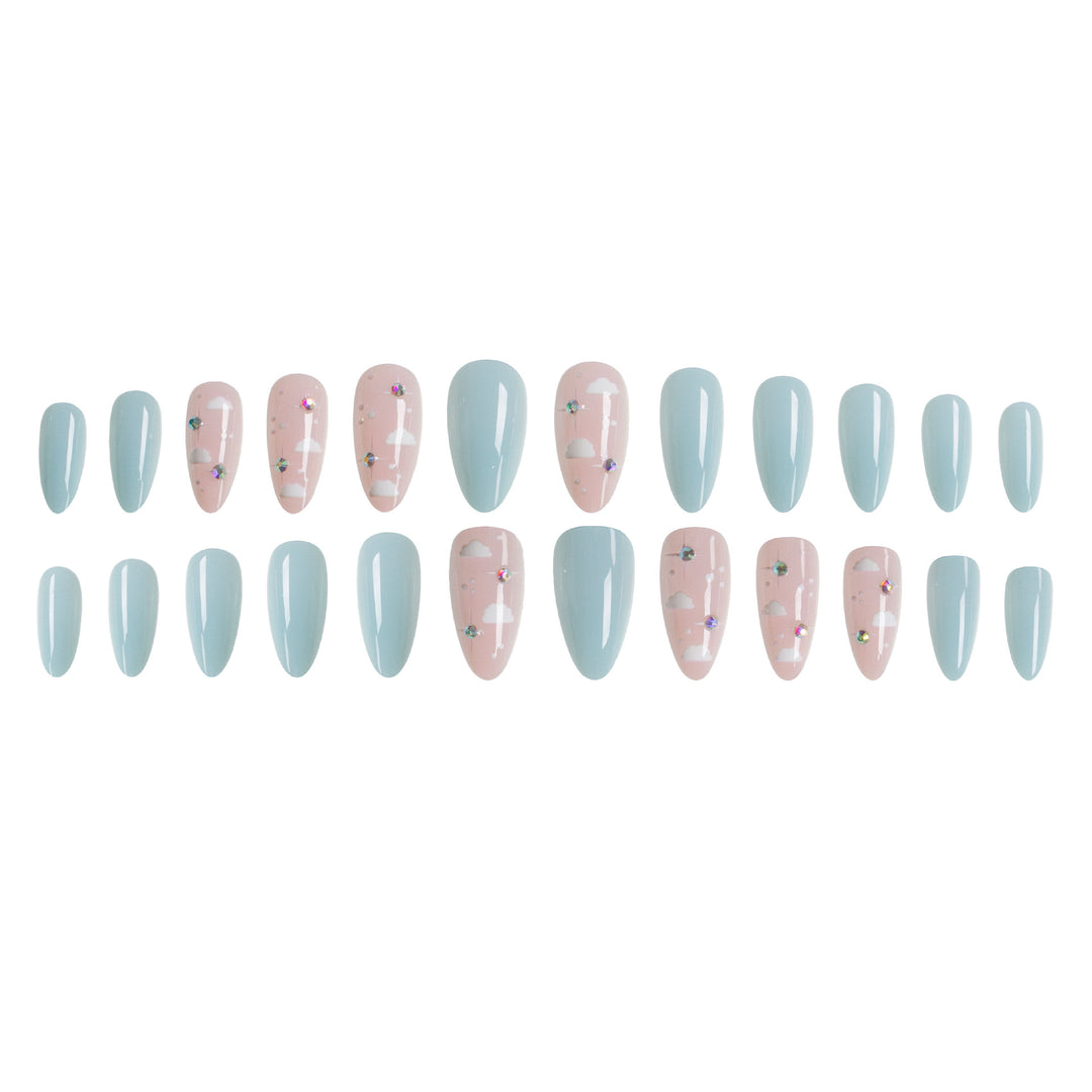 Artistic Cloud-Themed Press-On Nail Set
