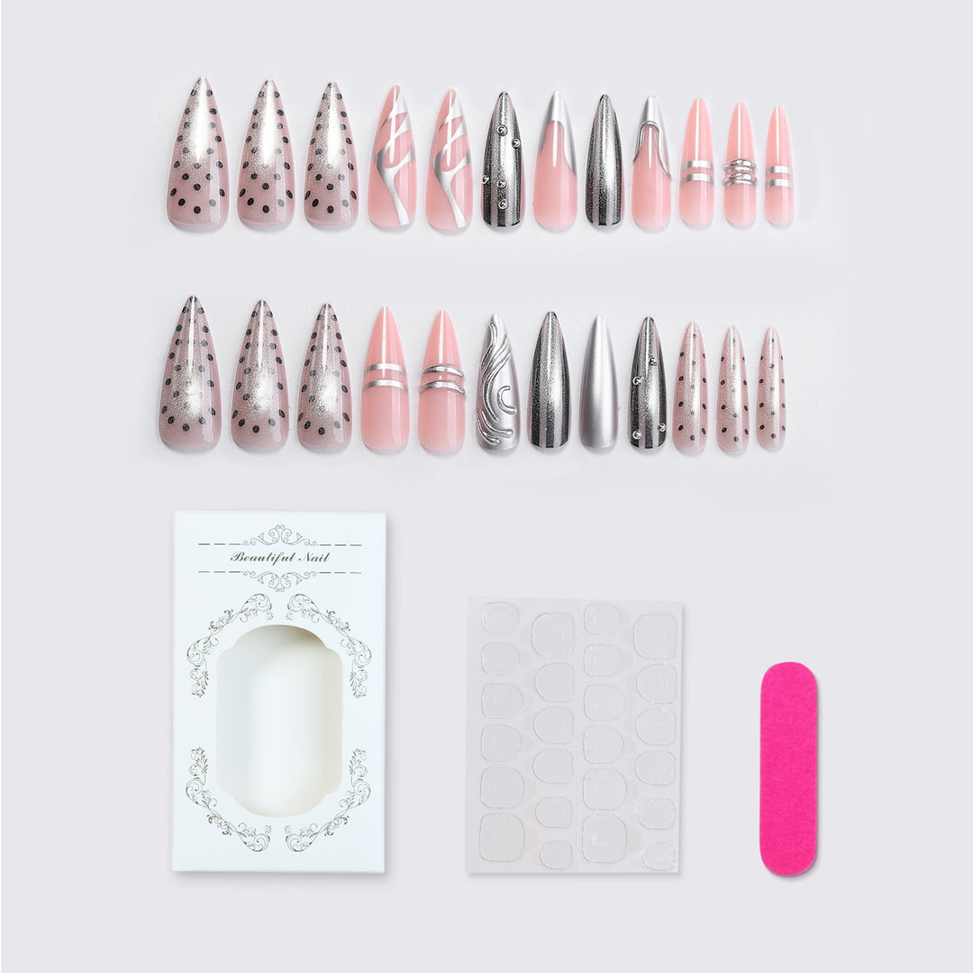 Artificial nail set with luxurious 3D designs and elegant accents Kalsten