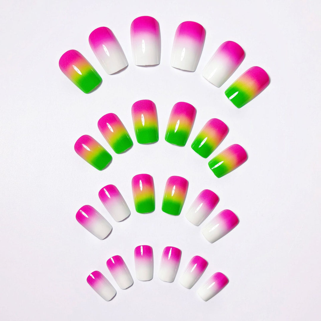 Creative Gel Nails with Neon Gradient Kalsten
