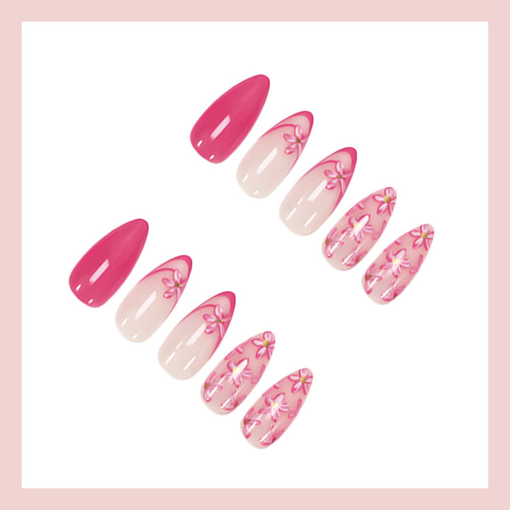 Artificial nail set with floral accents and elegant designs Kalsten