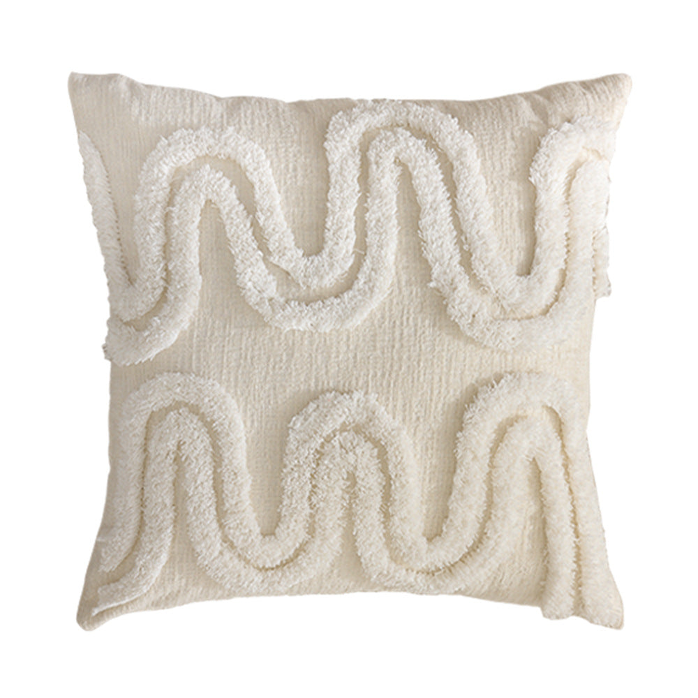 Geometric tufted sofa cushion with textured loop appliqué and removable cover Kalsten