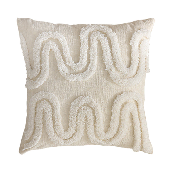 Geometric tufted sofa cushion with textured loop appliqué and removable cover Kalsten