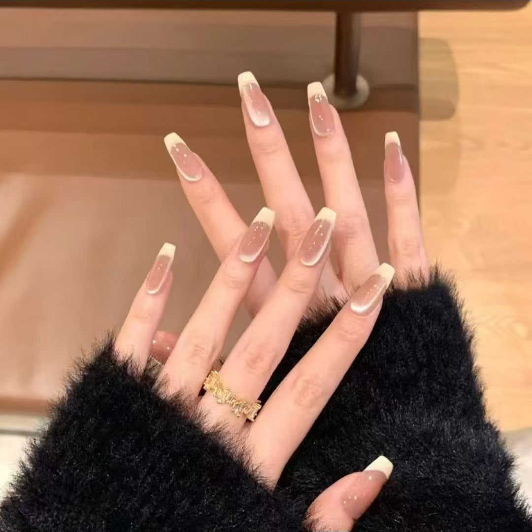 Glossy French Tip Press-On Nails Kalsten 1787395121