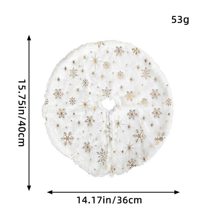 Plush Round Faux Fur Christmas Tree Skirt With Gold Star Print And Center Slit Closure