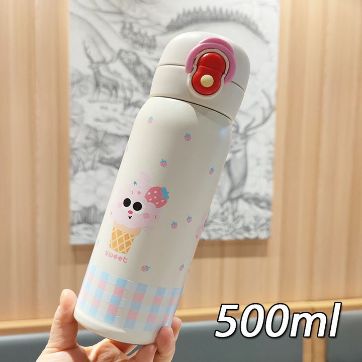 Women's playful stainless steel drinking bottle with integrated safety closure Kalsten