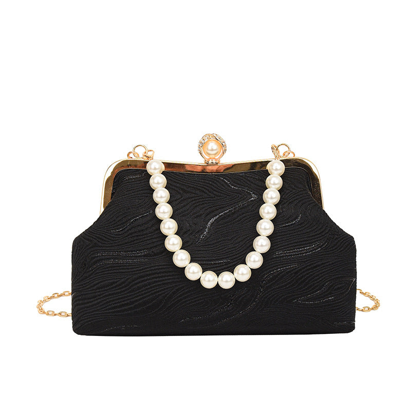 Elegant Pearl-Embellished Evening Handbag