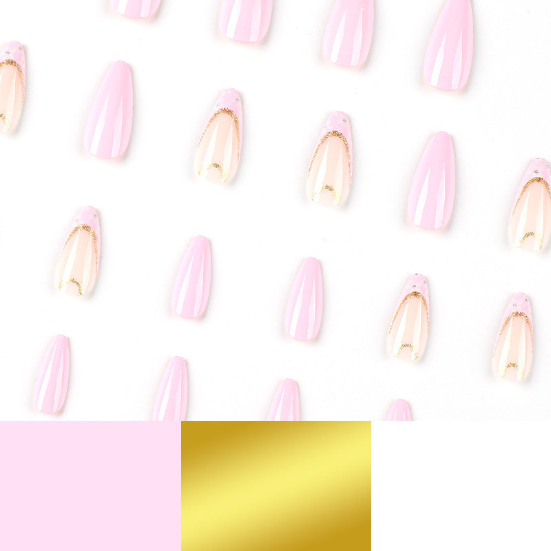 Elegant artificial nails with floral design and golden accents Kalsten