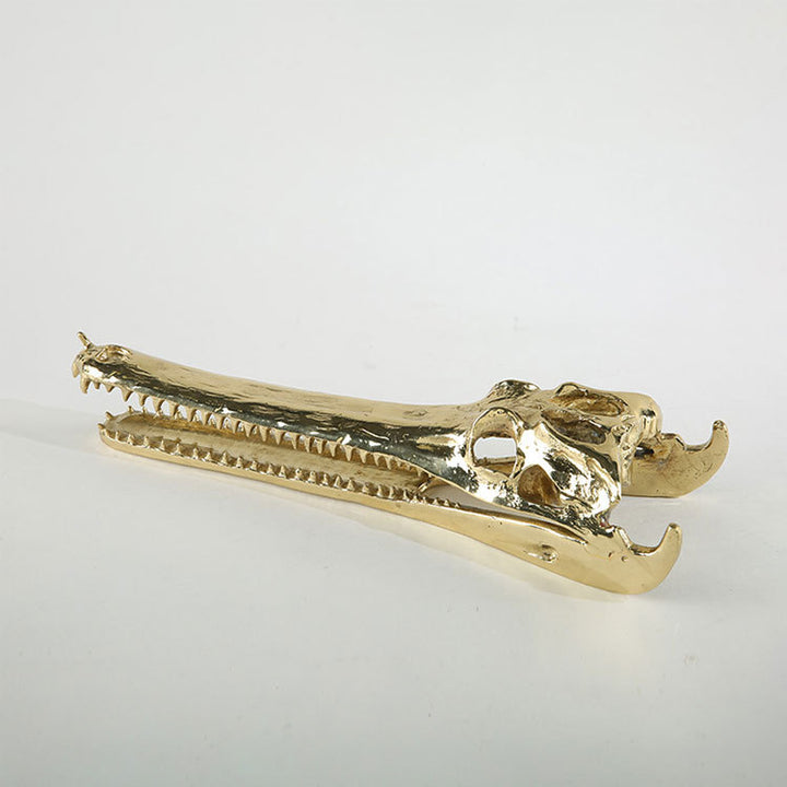 Luxurious Crocodile Skull Decorative Sculpture