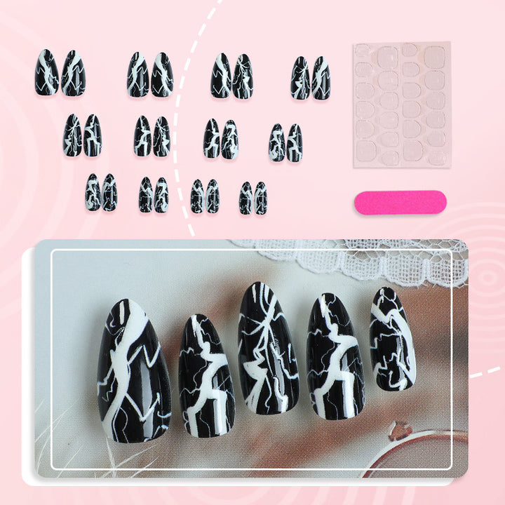 Artistic Lightning-Pattern Press-On Nails