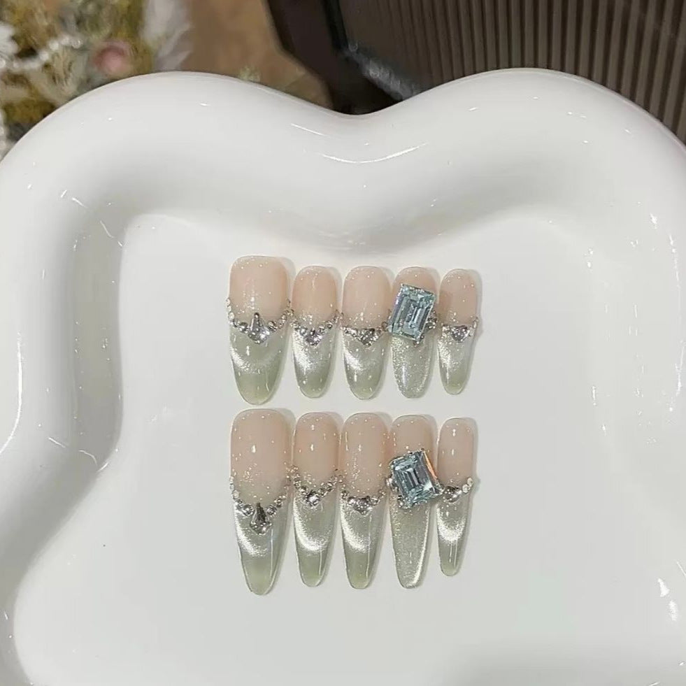 Elegant Crystal-Embellished Press-On Nail Set