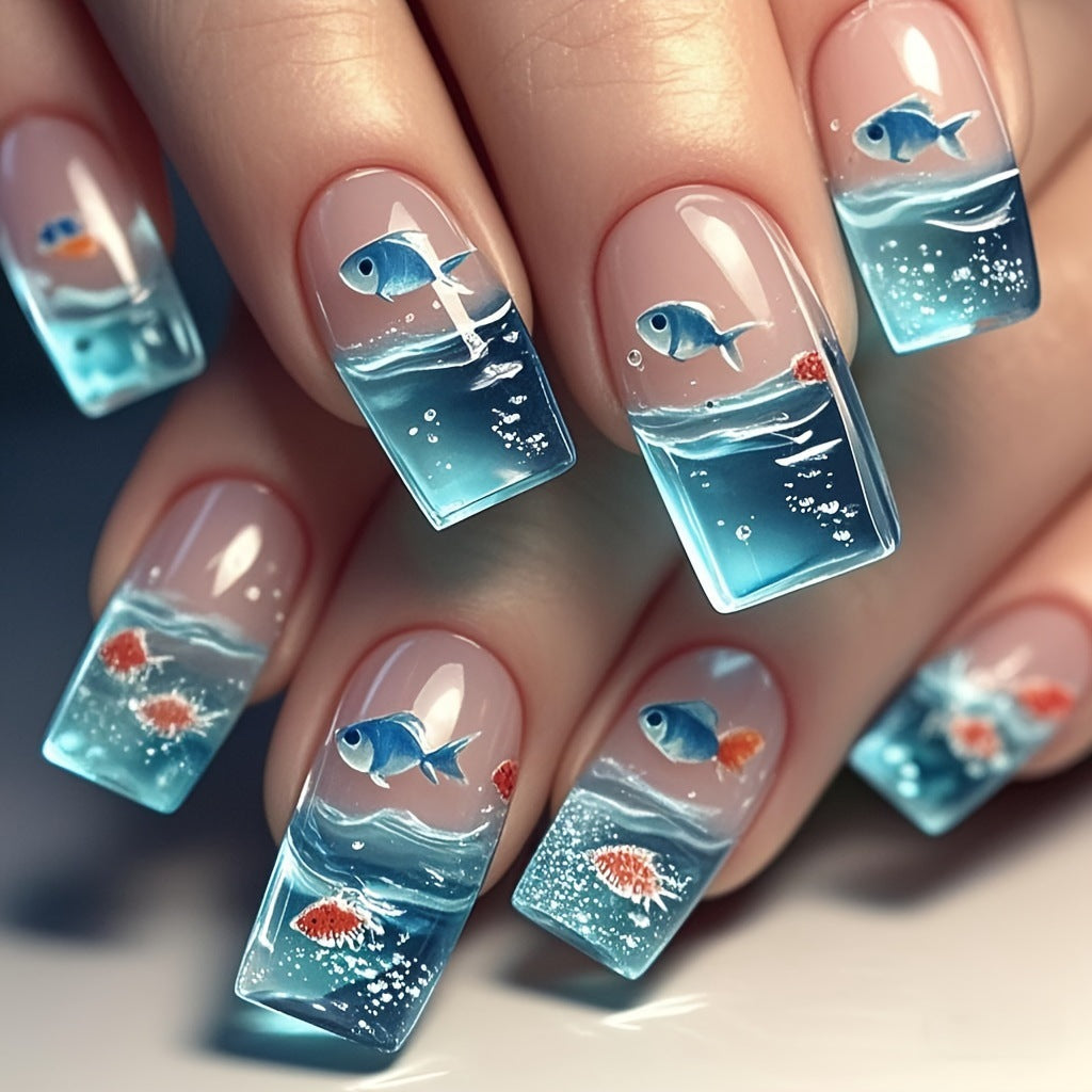 Aquatic-Themed Nail Art Design Kalsten