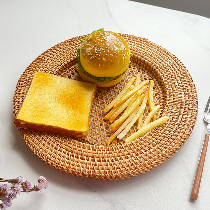 Ladies' round serving platter made of hand-woven natural material Kalsten