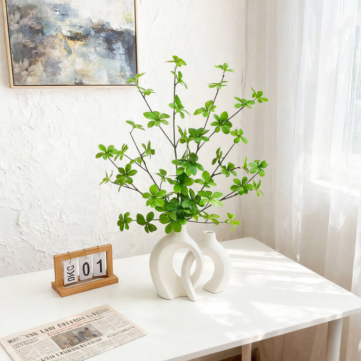 Sculptural Ceramic Interlocking Loop Vase Set Minimalist Tabletop Decor