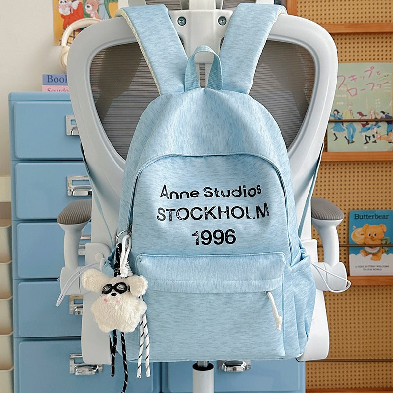 Casual Lightweight Backpack with Cute Plush Charm Kalsten