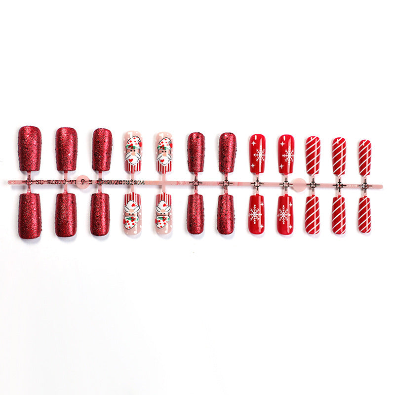 Festive Santa-Themed Press-On Nail Art Set Kalsten