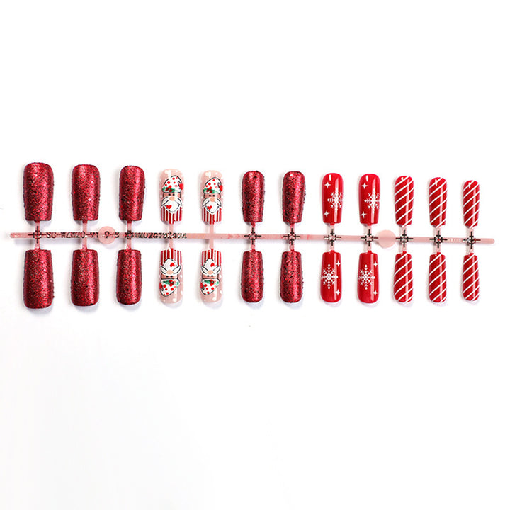 Festive Santa-Themed Press-On Nail Art Set Kalsten