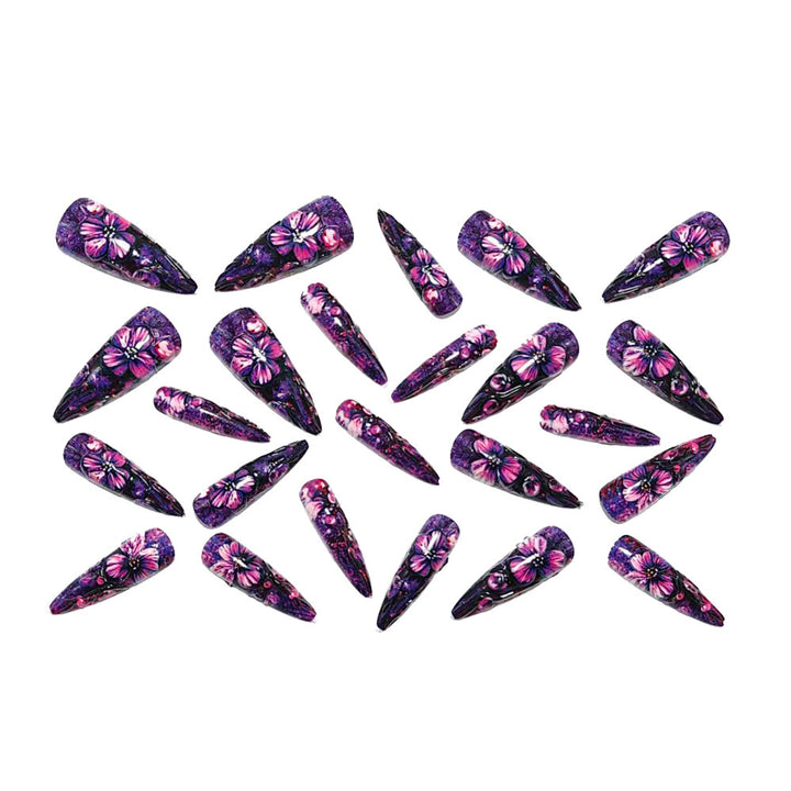 Artificial nails with luxurious floral design and glitter effects Kalsten