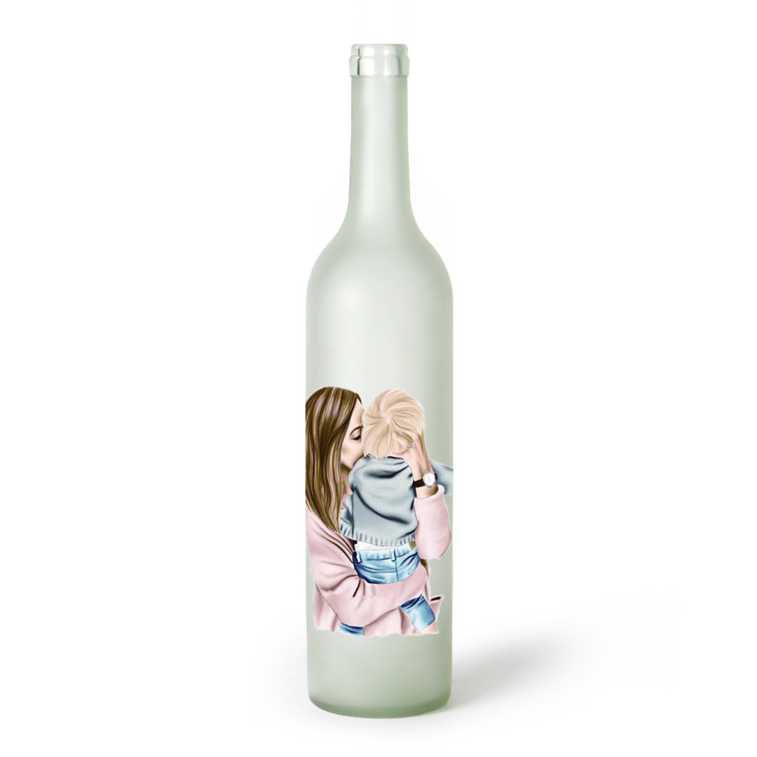 Decorative Frosted Glass Bottle Vase With Fashion Collage Decal