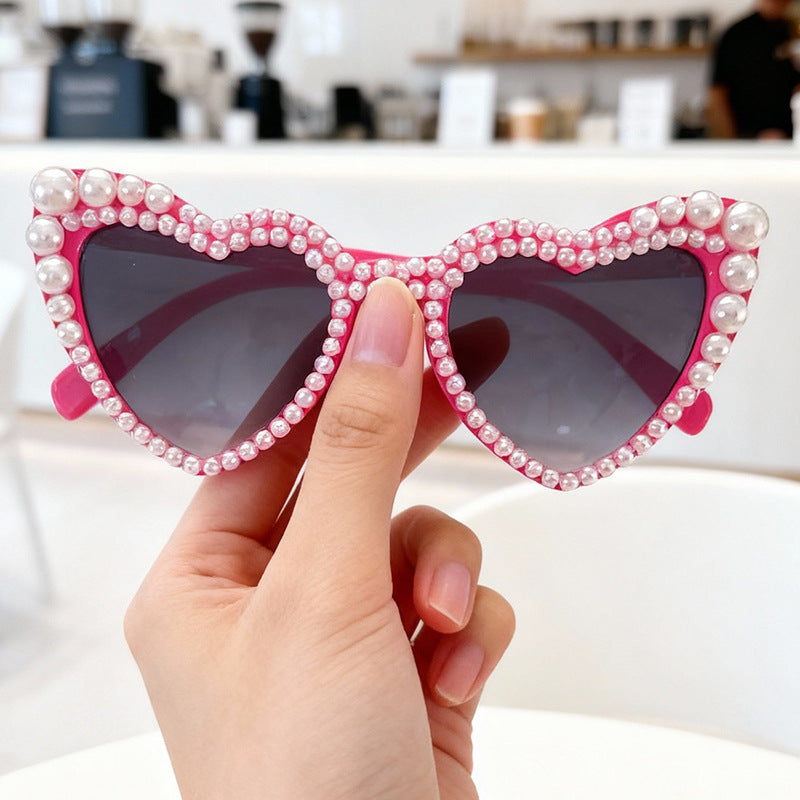 Heart-Shaped Pearl-Detail Sunglasses Kalsten