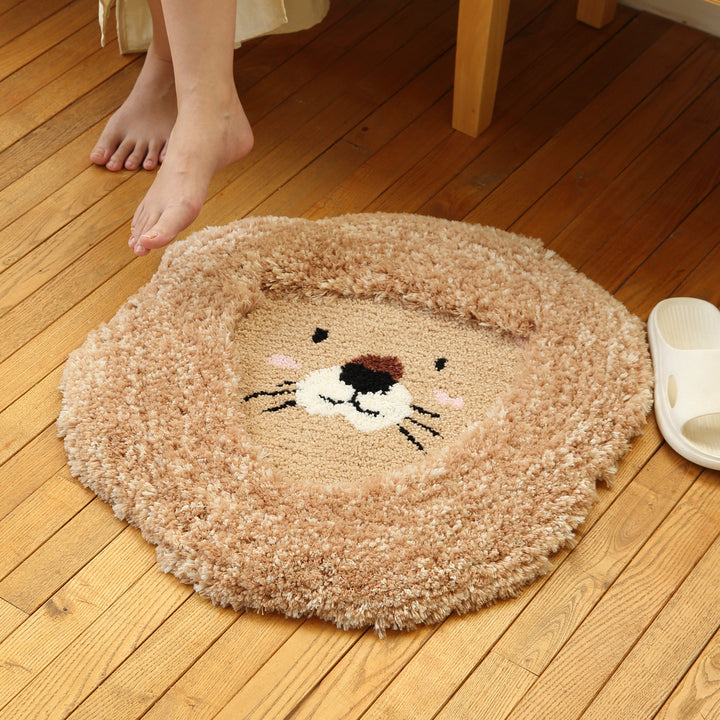Cute Lion-Shaped Plush Bath Mat