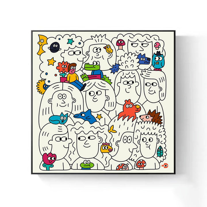 Playful Cartoon Character Canvas Artwork