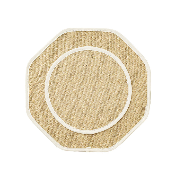 Round sisal scratching mat with octagonal edge and non-slip underside
