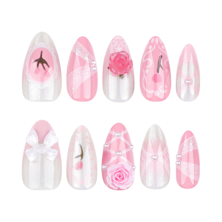 Artful Nail Extensions with Romantic Accents Kalsten