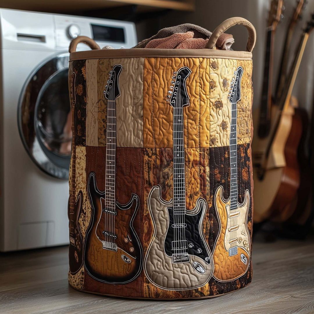 Quilted Decorative Laundry Storage Basket With Rope Handles Collapsible Fabric Organizer