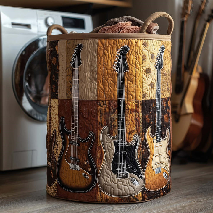 Quilted Decorative Laundry Storage Basket With Rope Handles Collapsible Fabric Organizer
