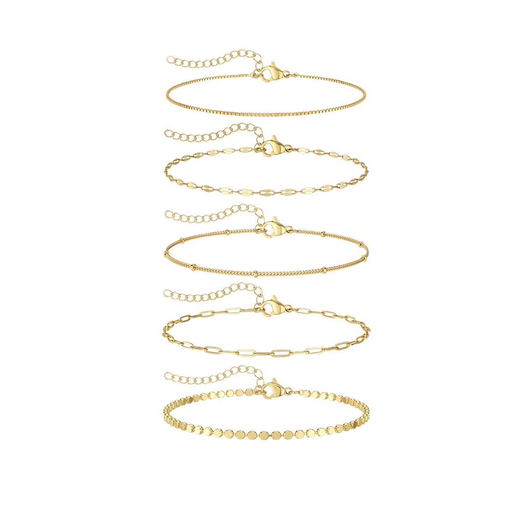 Delicate Gold Chain Bracelet Set Kalsten