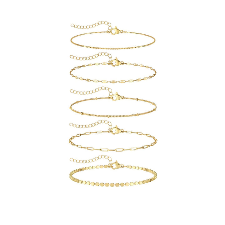 Delicate Gold Chain Bracelet Set Kalsten