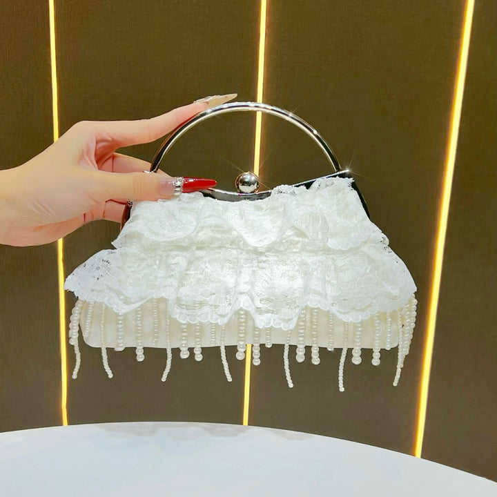 Ruffled Lace Evening Clutch