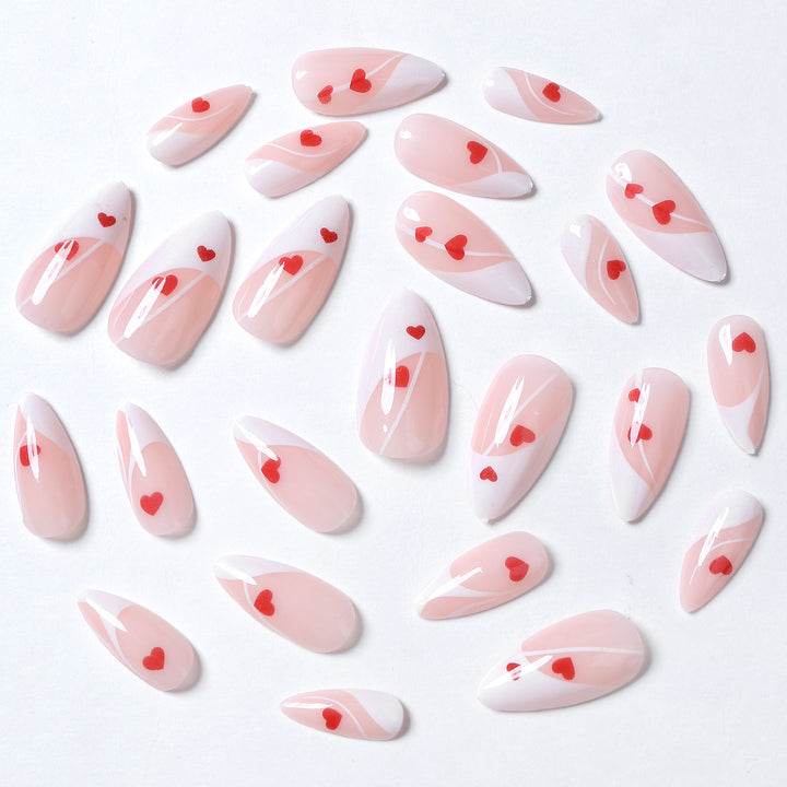 Artistic Heart-Patterned Press-On Nail Art Kalsten