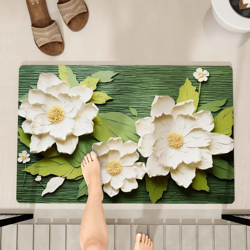 Luxurious Floral Design Bath Mat