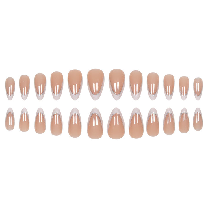 Elegant Stiletto Press-On Nails with Silver Glitter Accents Kalsten