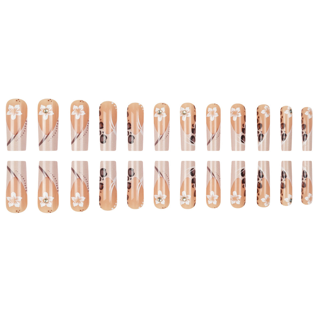 Artistic Long Stiletto Press-On Nails with Floral and Animal Accent Patterns Kalsten