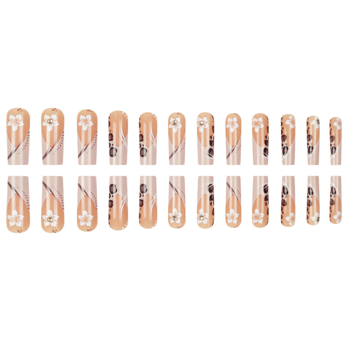 Artistic Long Stiletto Press-On Nails with Floral and Animal Accent Patterns Kalsten