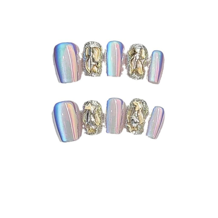 Premium Iridescent Nail Art Set with Gemstone Accents Kalsten