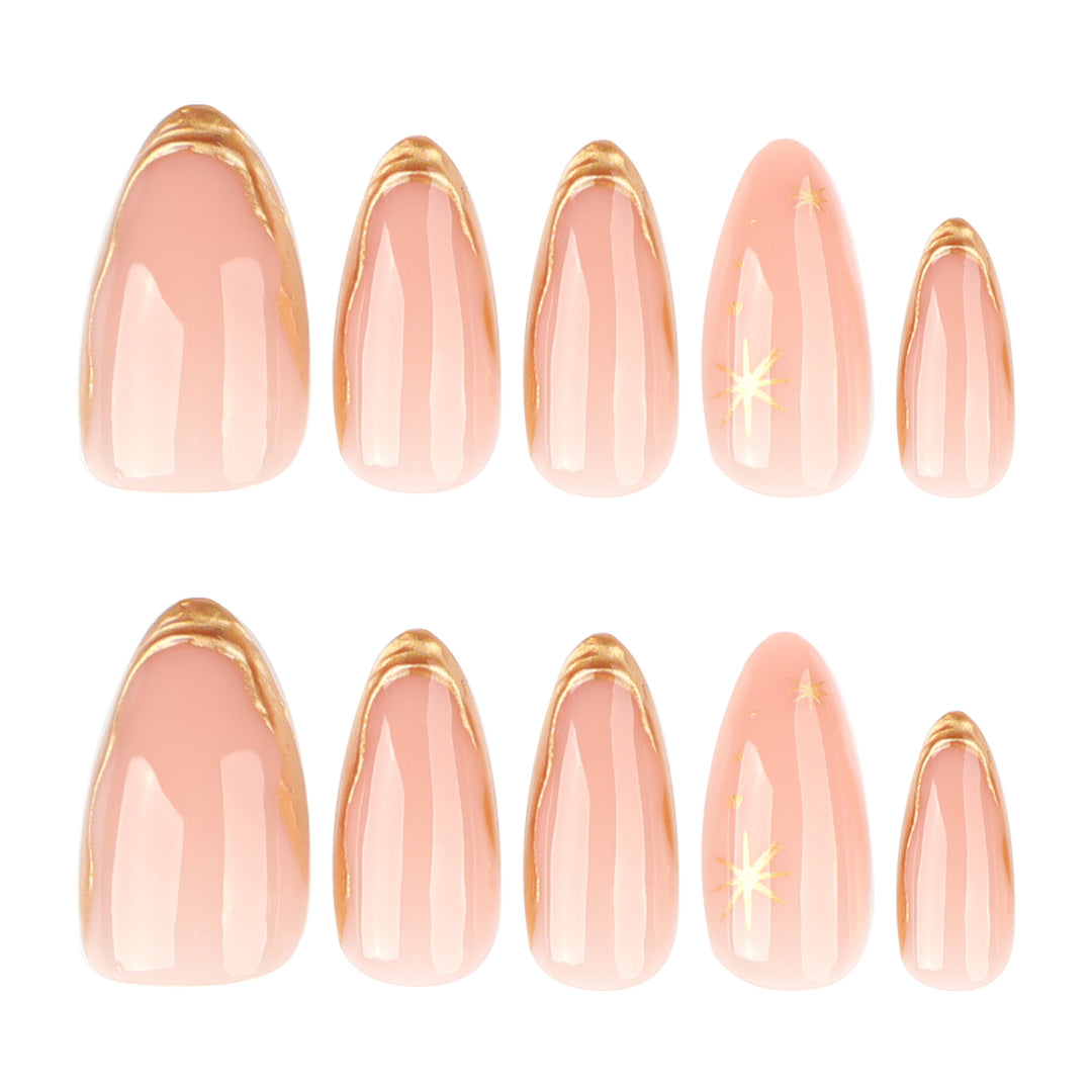 Glamorous stiletto nails with golden accents Kalsten