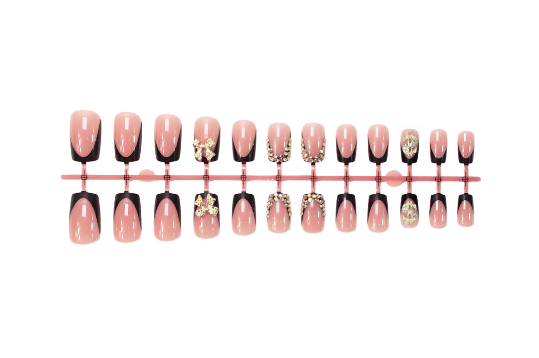 Artificial nail set with elegant golden decorations and modern design Kalsten