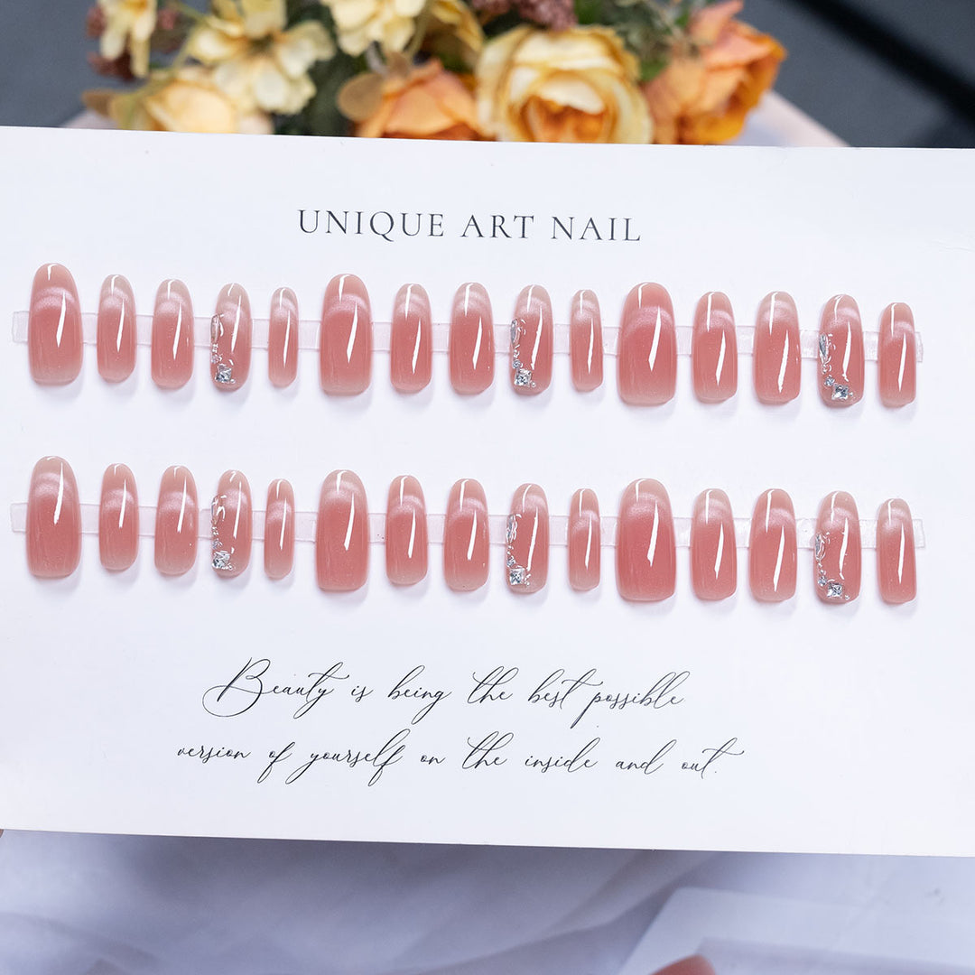 Elegant Crystal-Embellished Press-On Nail Art Set