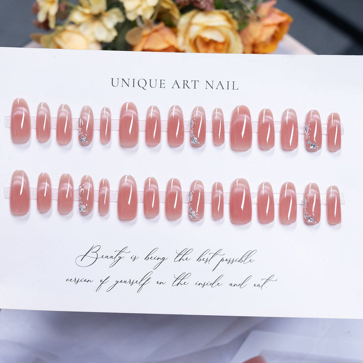 Elegant Crystal-Embellished Press-On Nail Art Set