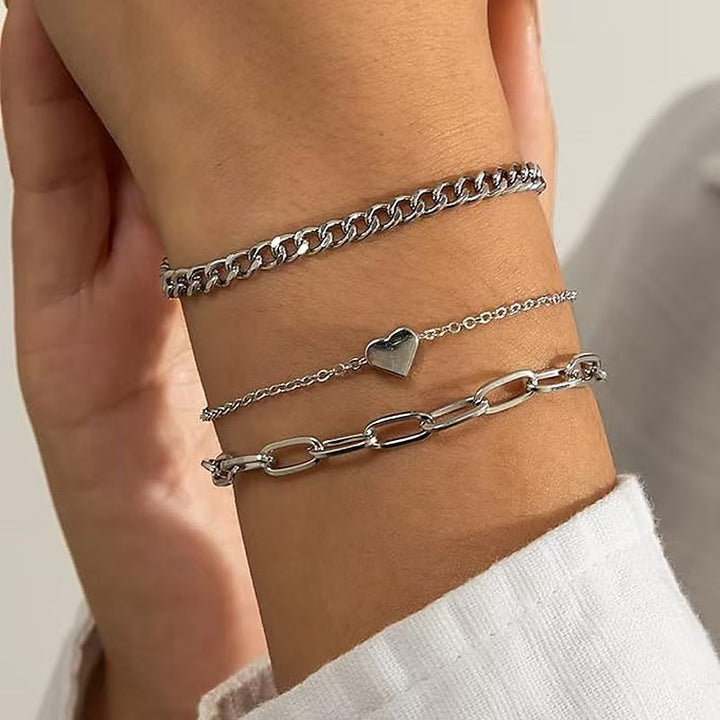 Elegant Silver Chain Bracelet Set Kalsten