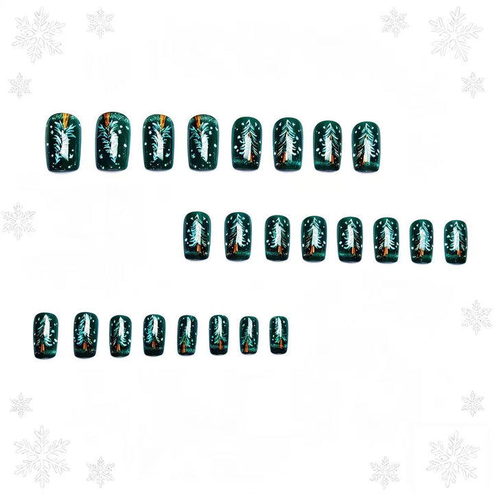 Artificial Nails in Festive Christmas Tree Design Kalsten