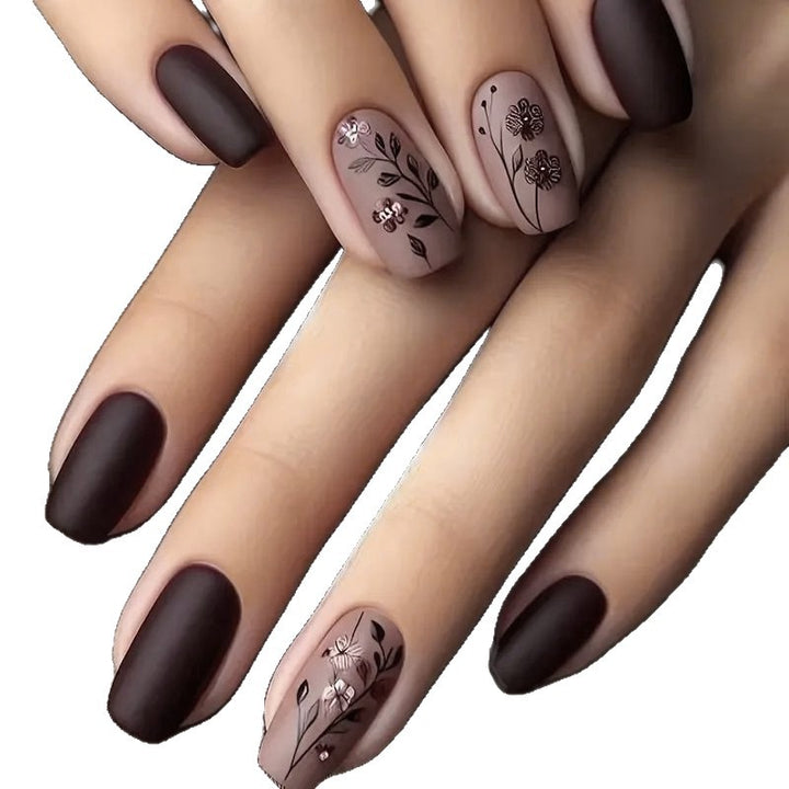 Elegant Floral Matte Nail Art Kalsten