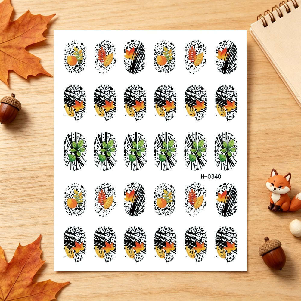 Autumn-Themed Nail Art Stickers