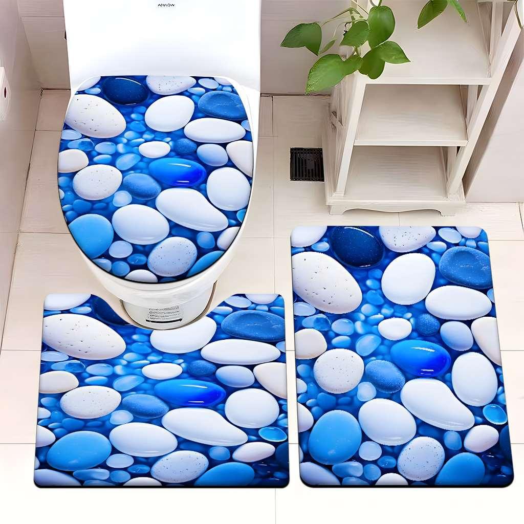 Decorative Rock and Butterfly Bathroom Mat Set Kalsten